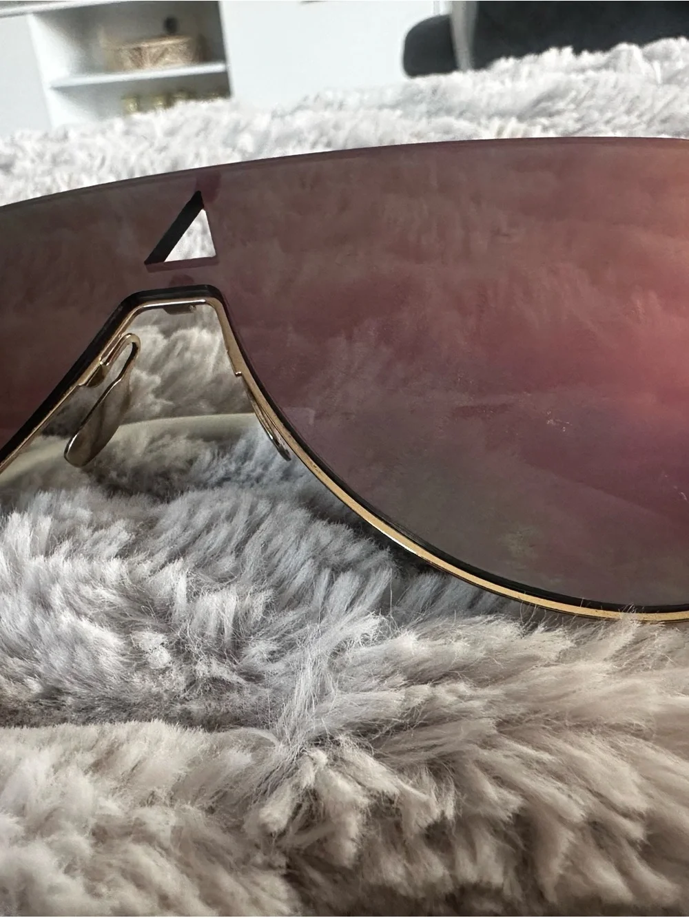 Fendi Gold Frame Pink mirror Lens Sunglasses